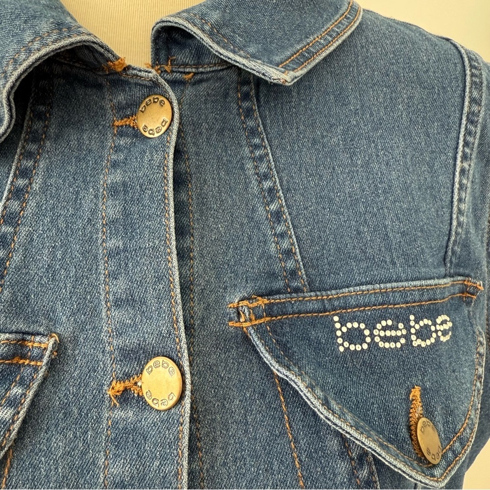 Bebe Y2K Denim Button Down Sleeveless Midi Dress Sz 3X‎ - Picture 7 of 12
